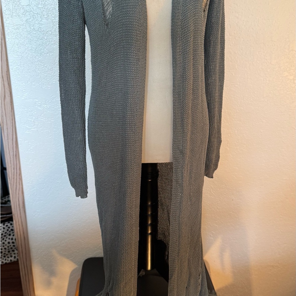 Gray Women's Long Cardigan Sweater
